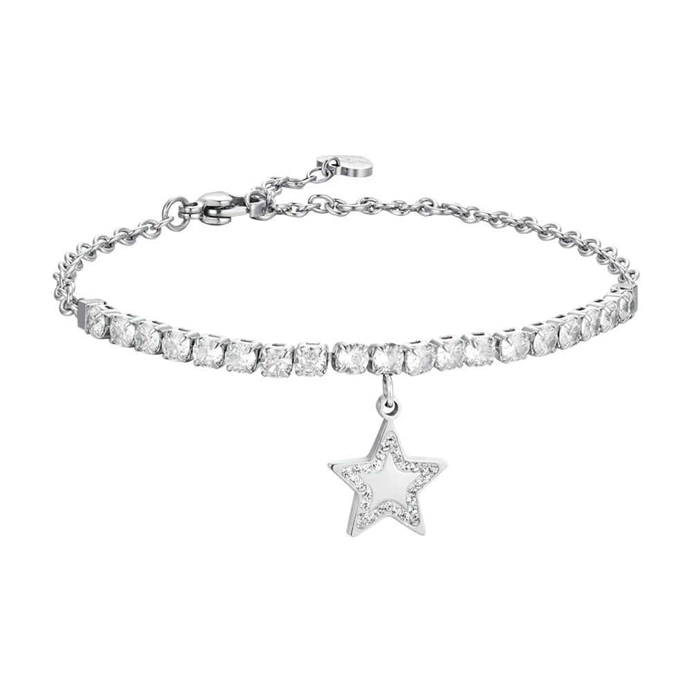 BRACCIALE TENNIS DONNA IN ACCIAIO STELLA E ZIRCONI