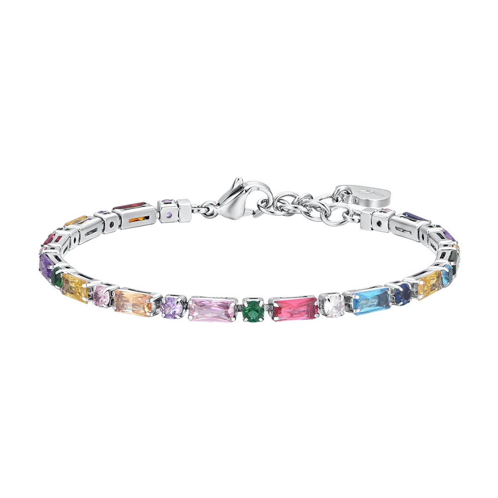BRACCIALE TENNIS DONNA IN ACCIAIO ZIRCONI MULTICOLOR