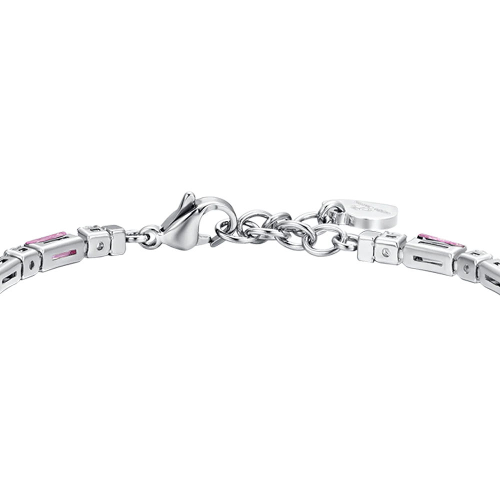 BRACCIALE TENNIS DONNA IN ACCIAIO ZIRCONI ROSA - Image 5