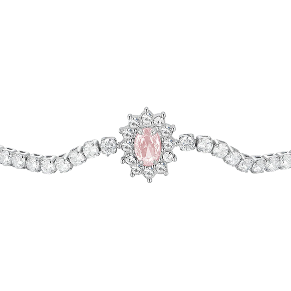 BRACCIALE TENNIS DONNA N ACCIAIO CRISTALLI E ZIRCONE ROSA - Image 4
