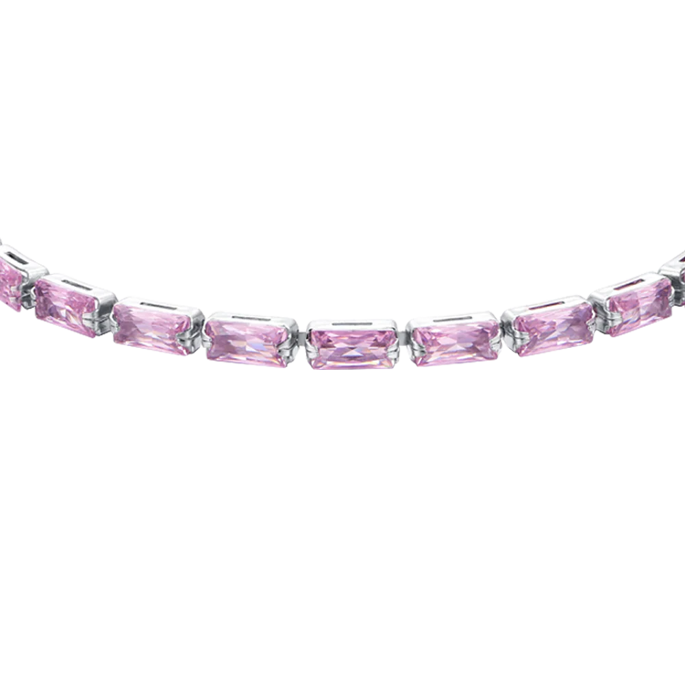 BRACCIALE TENNIS DONNA ZIRCONI BAGUETTE ROSA - Image 4