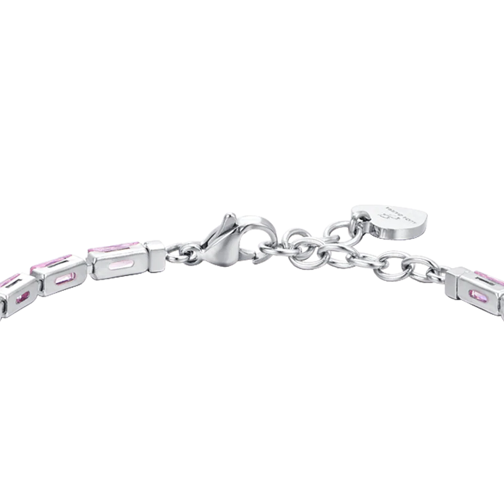 BRACCIALE TENNIS DONNA ZIRCONI BAGUETTE ROSA - Image 5