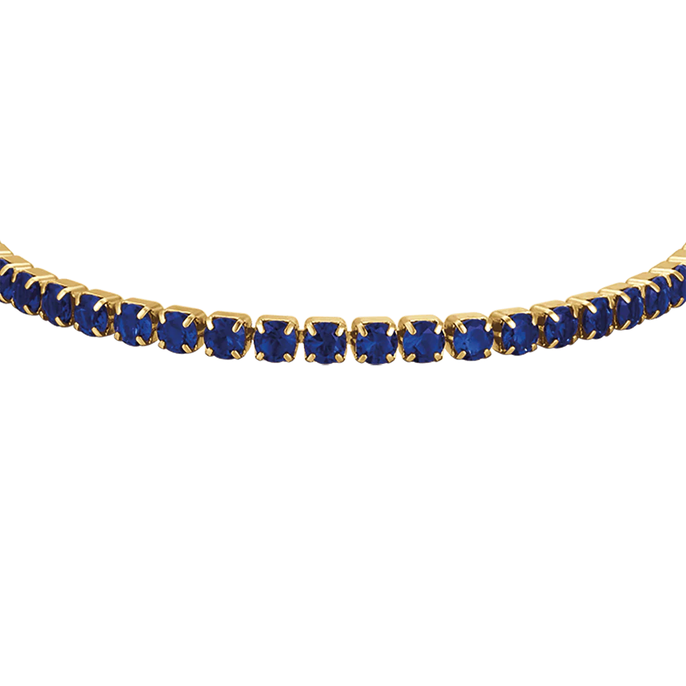 BRACCIALE TENNIS DONNA IN ACCIAIO IP GOLD CON CRISTALLI BLU - Image 4