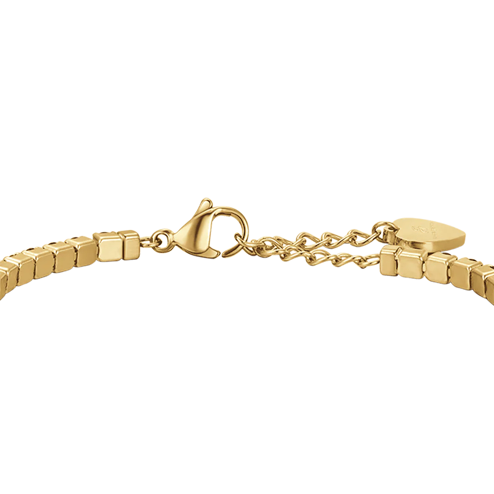 BRACCIALE TENNIS DONNA IN ACCIAIO IP GOLD CON CRISTALLI BLU - Image 5