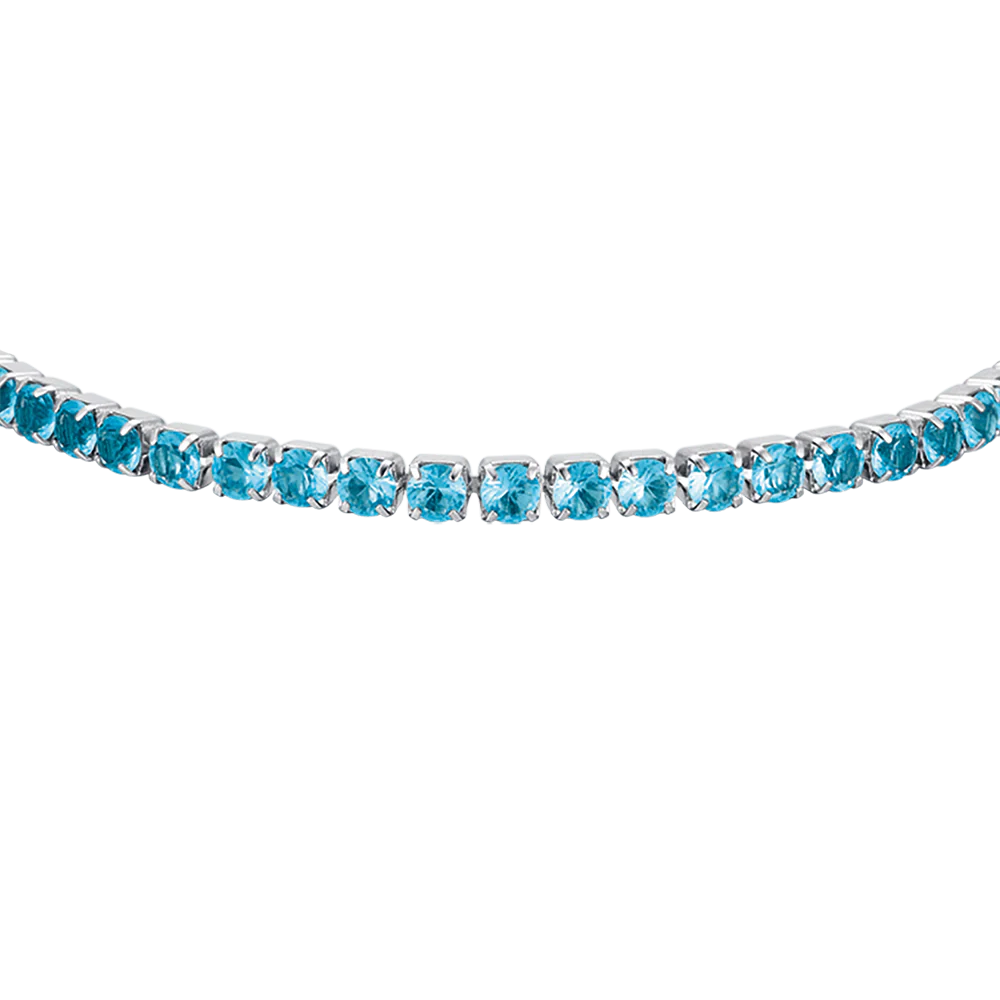 BRACCIALE TENNIS DONNA IN ACCIAIO CON CRISTALLI AZZURRI - Image 4