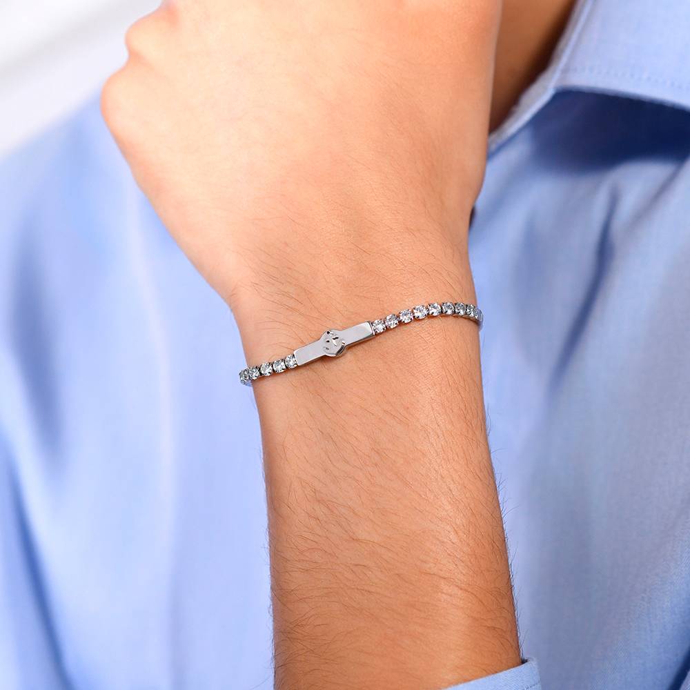BRACCIALE TENNIS UOMO ANCORA E ZIRCONI BIANCHI - Image 2