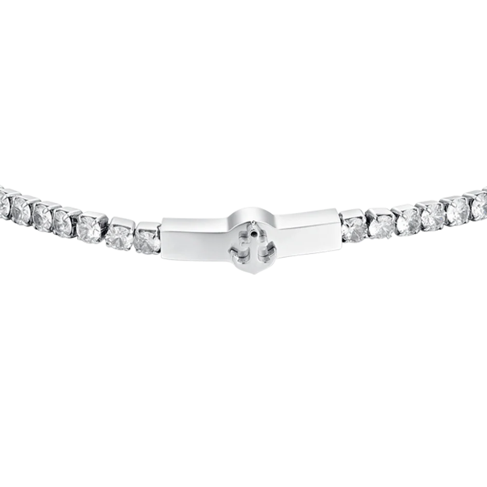 BRACCIALE TENNIS UOMO ANCORA E ZIRCONI BIANCHI - Image 4