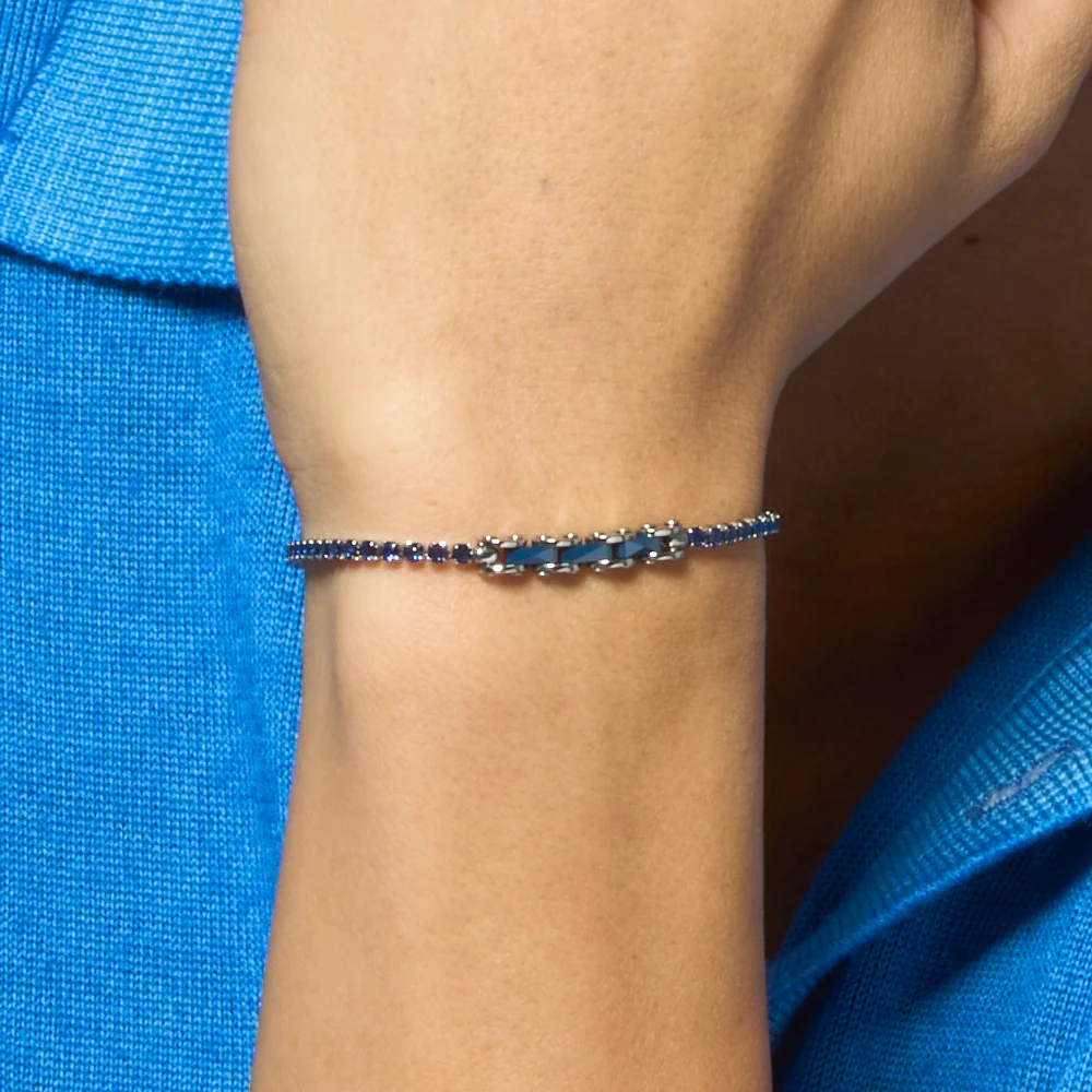 BRACCIALE TENNIS UOMO IN ACCIAIO CON CERAMICA BLU E ZIRCONI BLU - Image 2