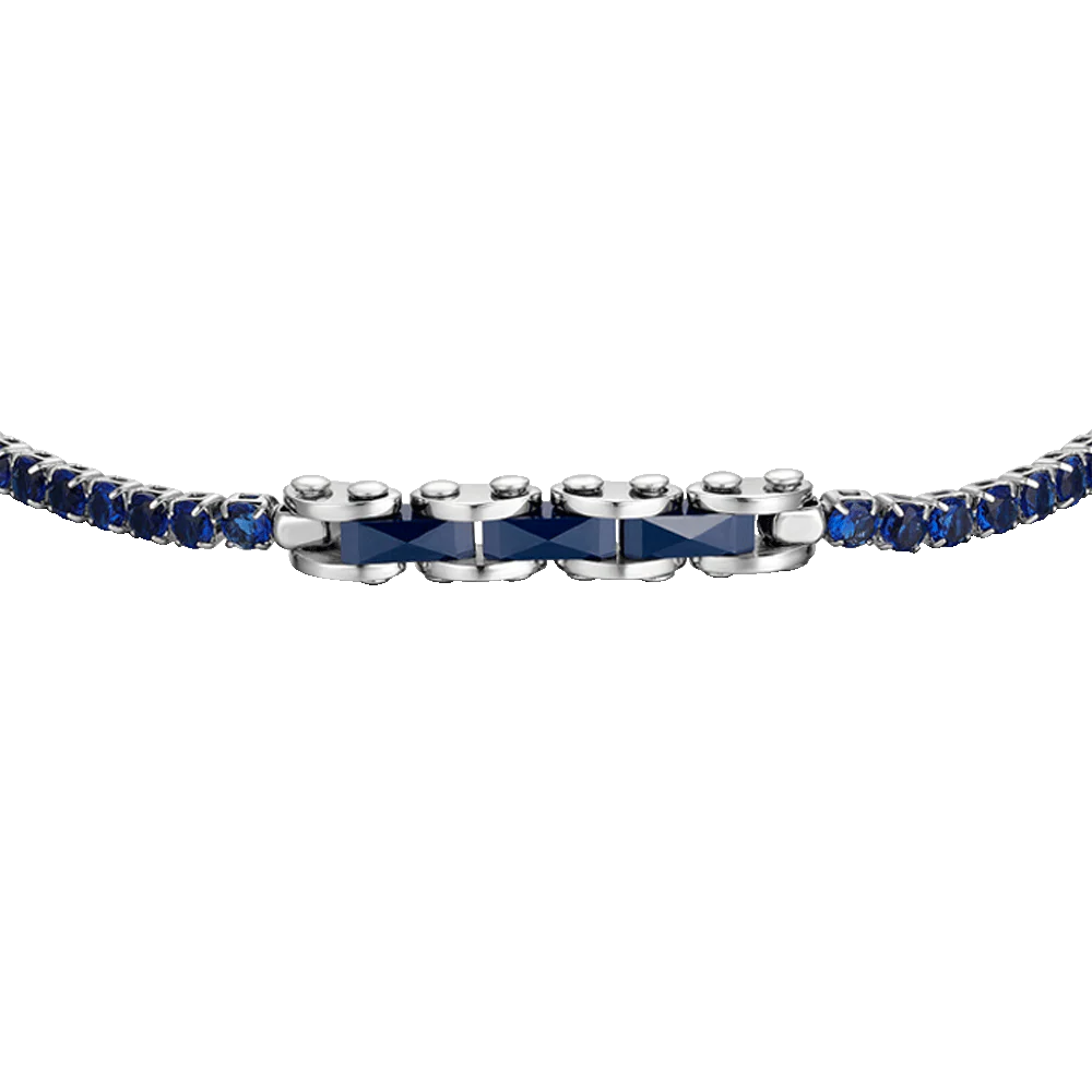 BRACCIALE TENNIS UOMO IN ACCIAIO CON CERAMICA BLU E ZIRCONI BLU - Image 4