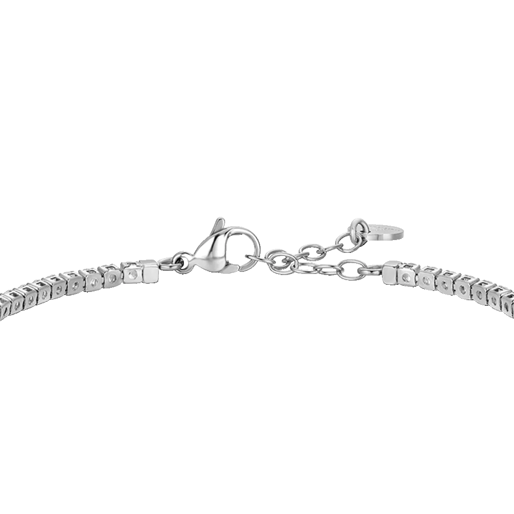 BRACCIALE TENNIS UOMO IN ACCIAIO CON CERAMICA NERA E ZIRCONI BIANCHI - Image 5