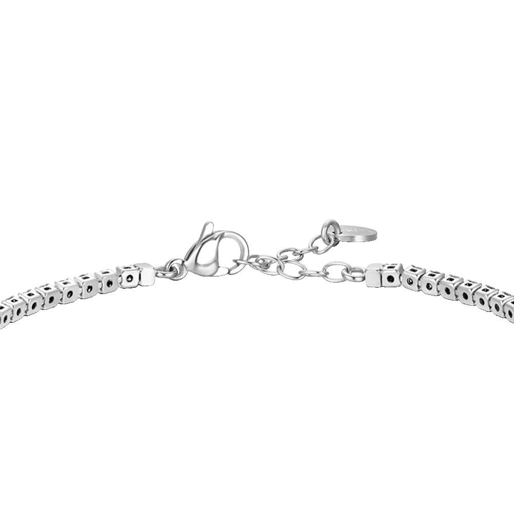 BRACCIALE TENNIS UOMO IN ACCIAIO CON CERAMICA NERA E ZIRCONI NERI - Image 5