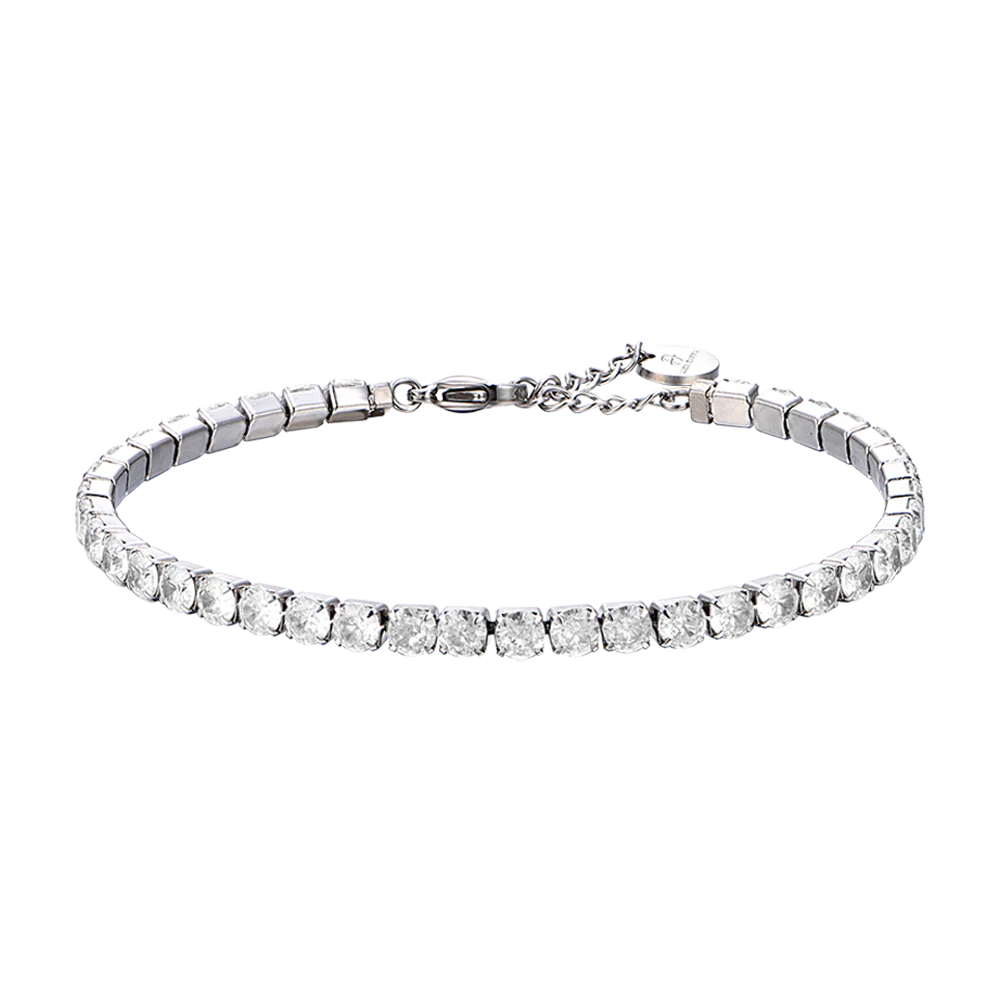 BRACCIALE TENNIS UOMO IN ACCIAIO CON CRISTALLI BIANCHI