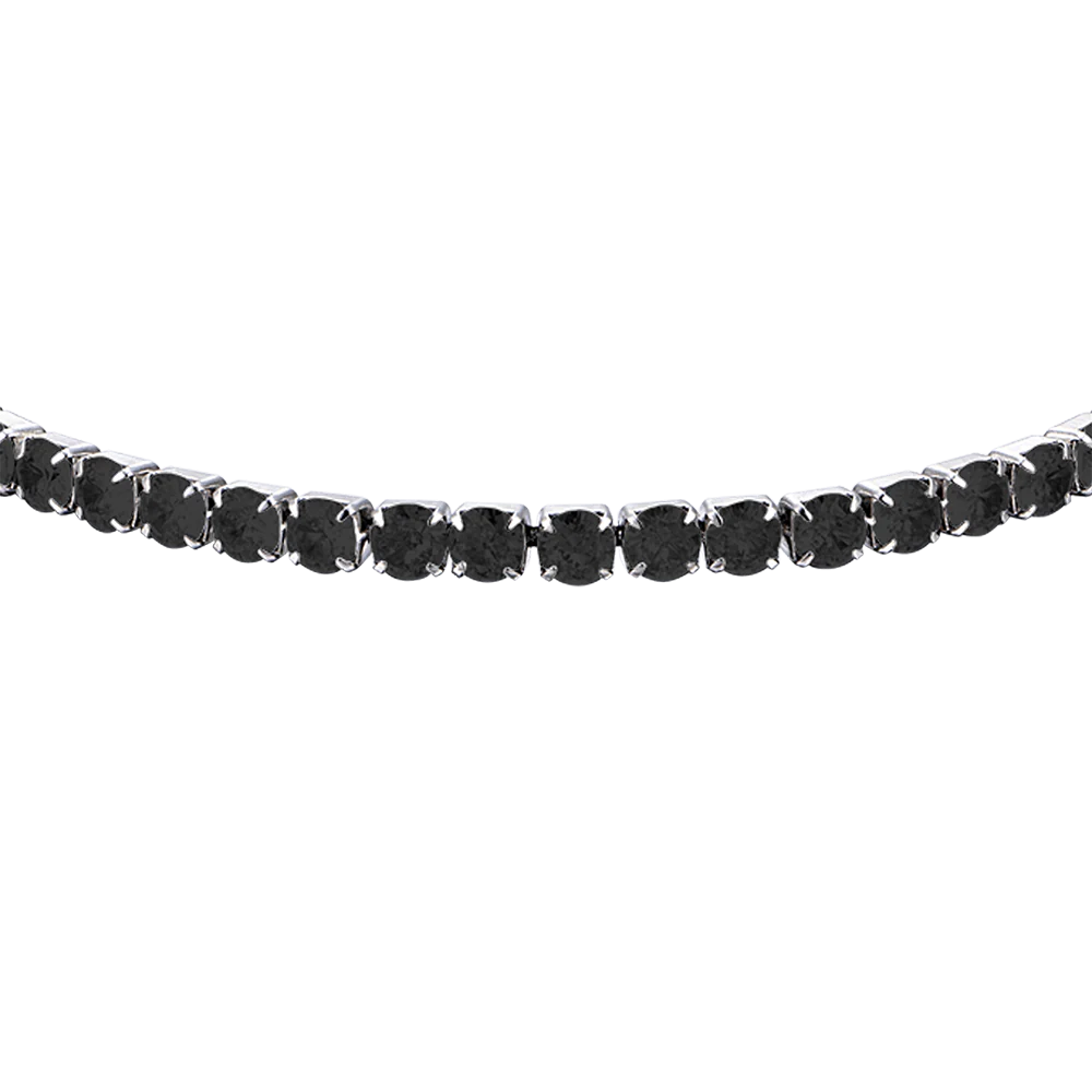 BRACCIALE  TENNIS UOMO IN ACCIAIO CON CRISTALLI NERI - Image 4