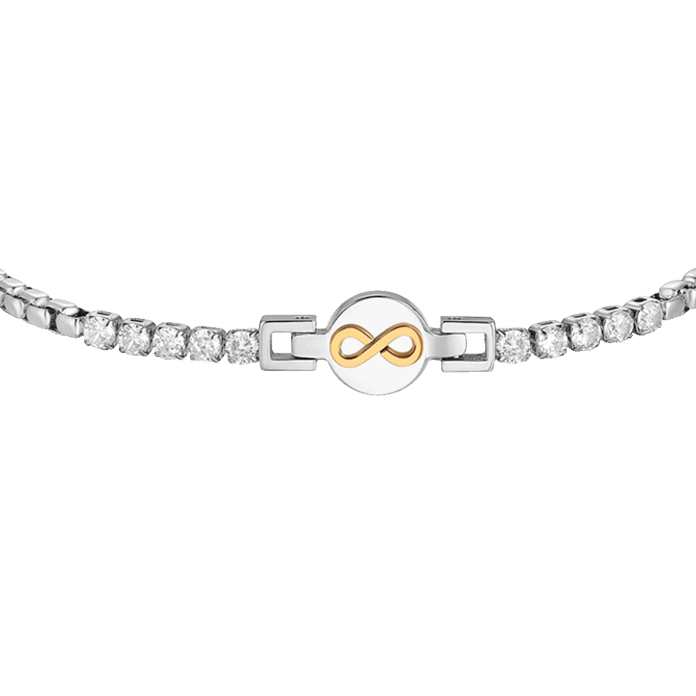 BRACCIALE TENNIS UOMO IN ACCIAIO CON INFINITO IP ROSE E ZIRCONI BIANCHI - Image 4