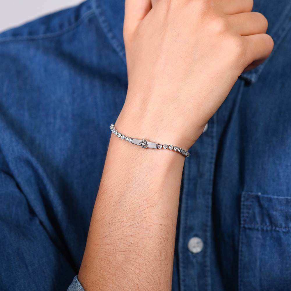 BRACCIALE TENNIS UOMO ROSA DEI VENTI E ZIRCONI BIANCHI - Image 2