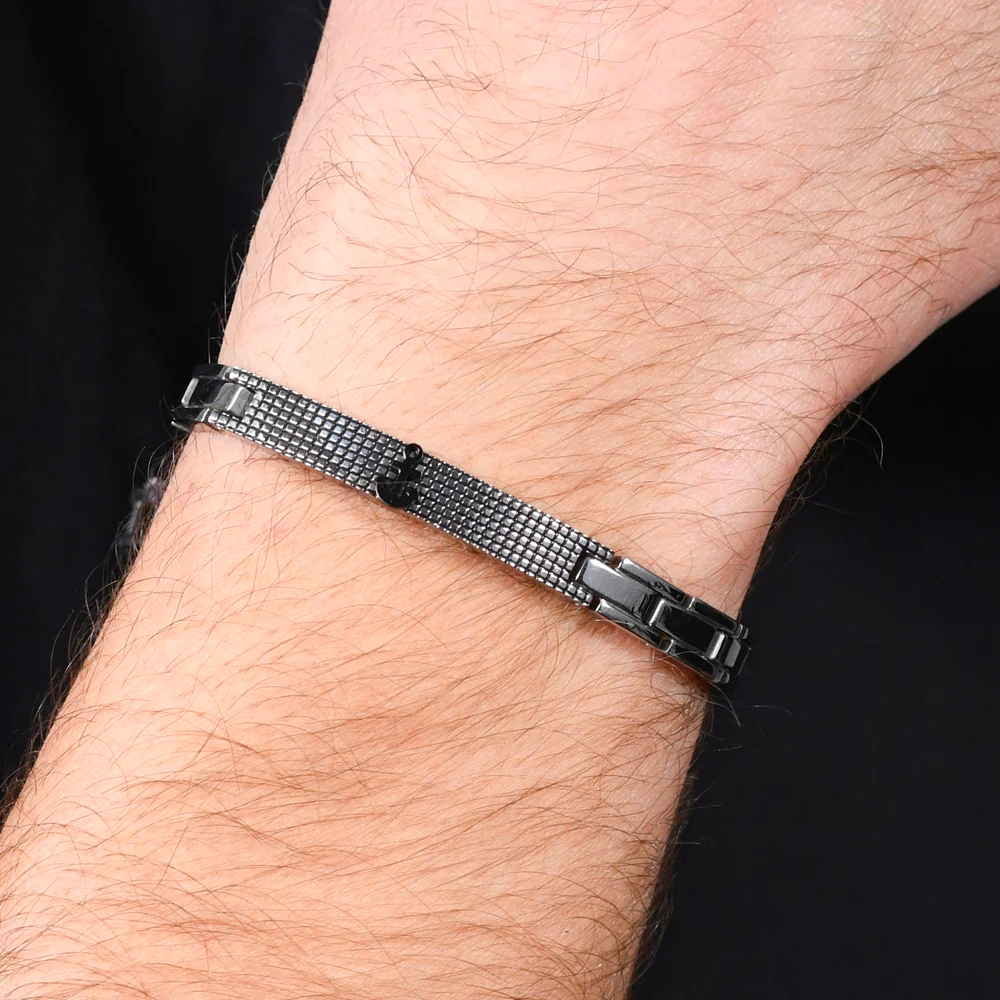 BRACCIALE UOMO IN ACCIAIO ANCORA IP NERO - Image 2