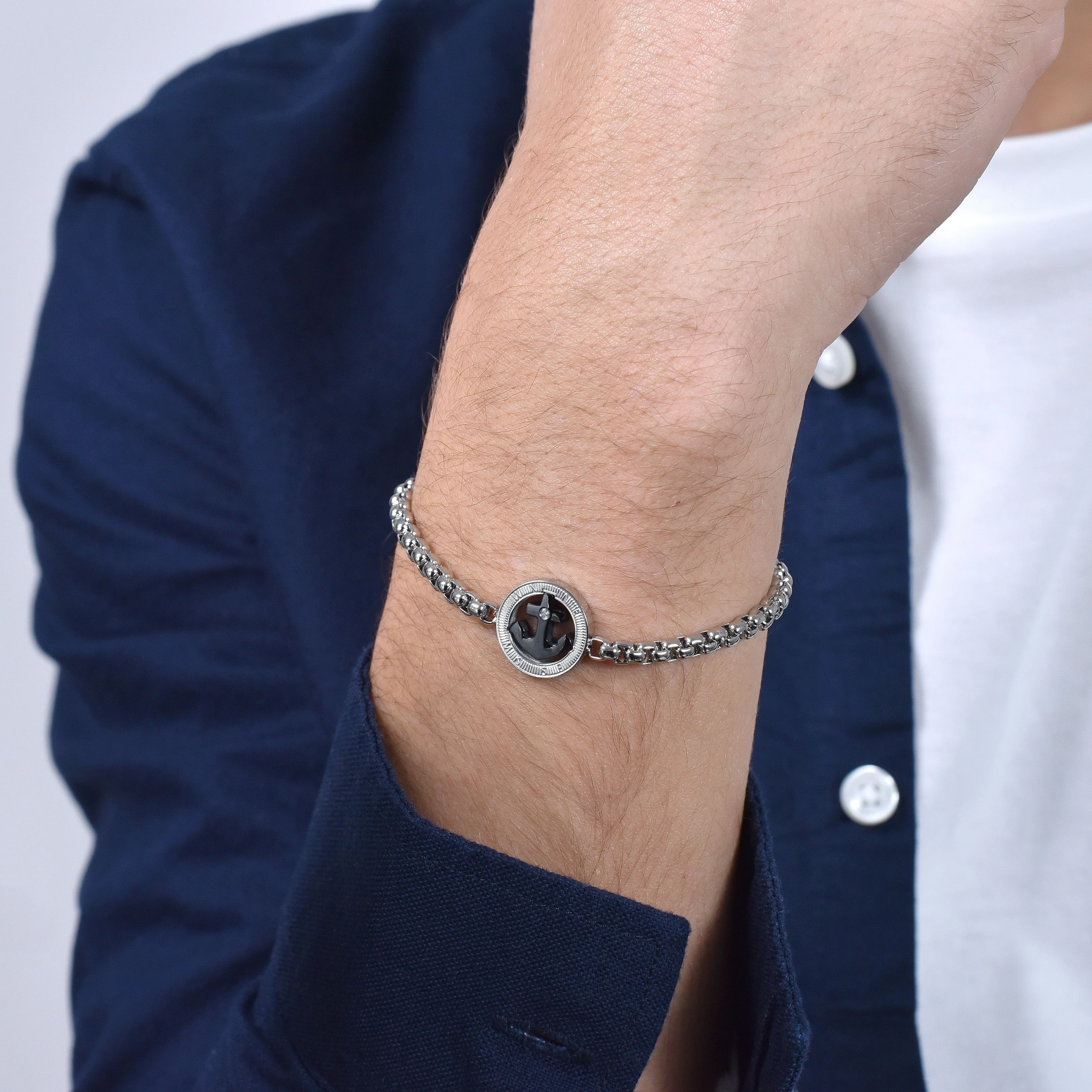 BRACCIALE UOMO IN ACCIAIO ANCORA IP NERO - Image 2