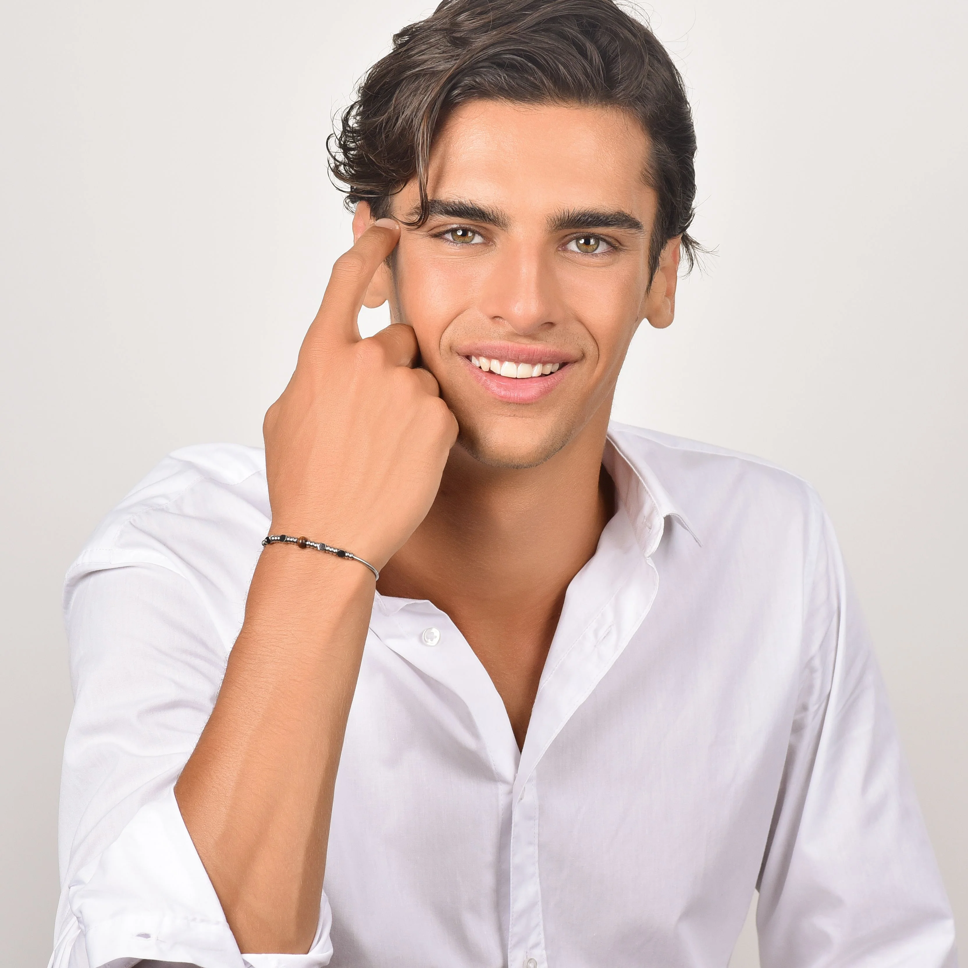 BRACCIALE UOMO IN ACCIAIO CON AGATA NERA - Image 3