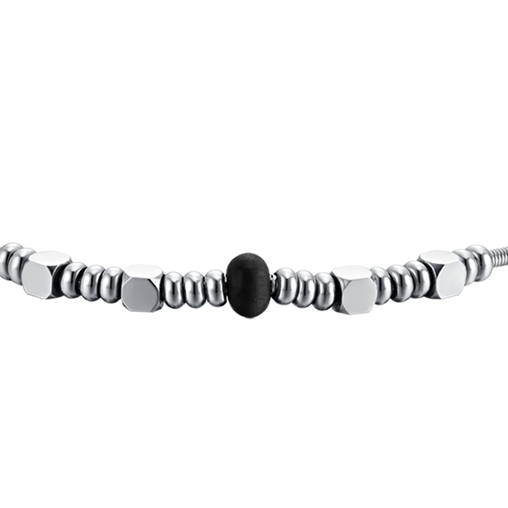 BRACCIALE UOMO IN ACCIAIO CON AGATA NERA - Image 4