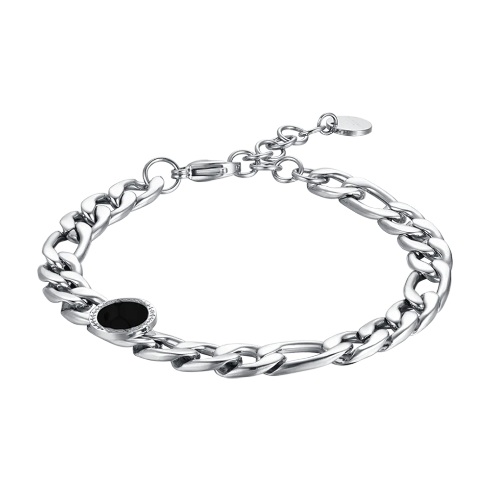 BRACCIALE UOMO IN ACCIAIO CON AGATA NERA