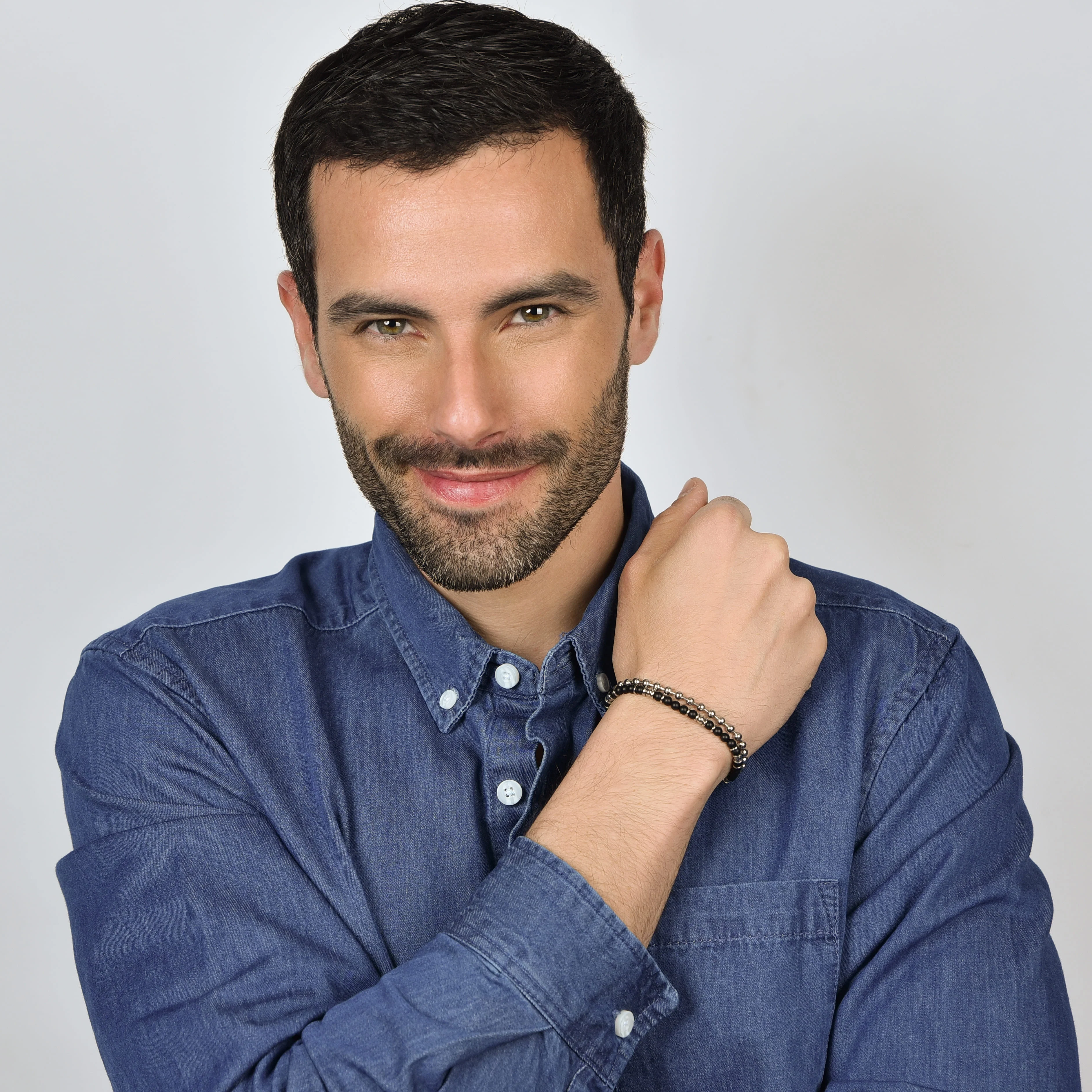 BRACCIALE UOMO IN ACCIAIO CON AGATA NERA ED ELEMENTI IN ACCIAIO - Image 3