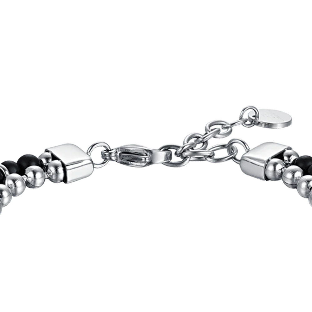 BRACCIALE UOMO IN ACCIAIO CON AGATA NERA ED ELEMENTI IN ACCIAIO - Image 5