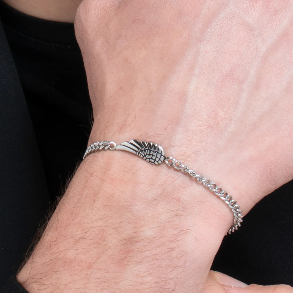 BRACCIALE UOMO IN ACCIAIO CON ALA - Image 2