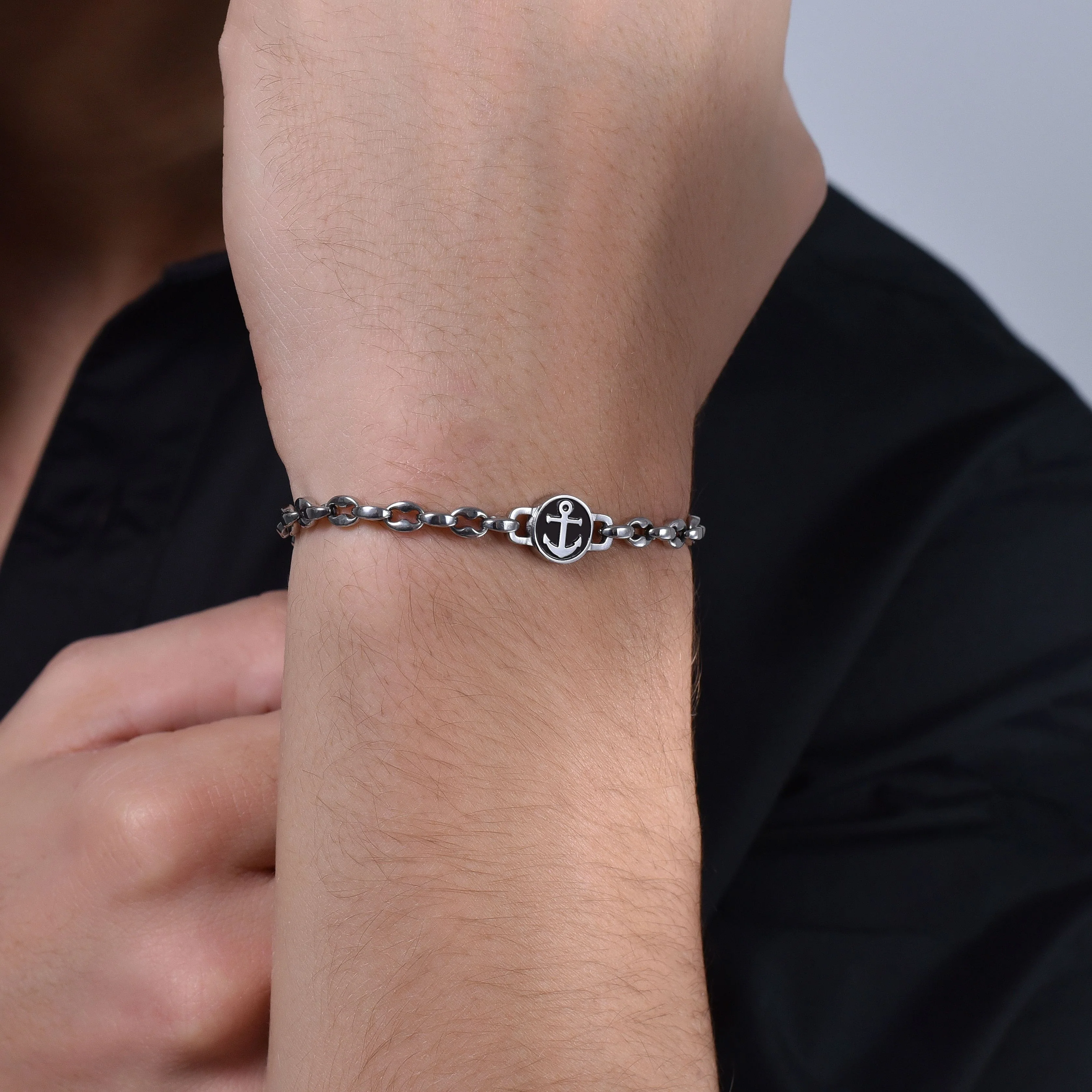 BRACCIALE UOMO IN ACCIAIO CON ANCORA - Image 2