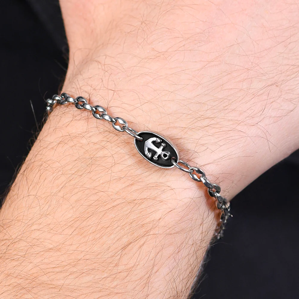 BRACCIALE UOMO IN ACCIAIO CON ANCORA - Image 2