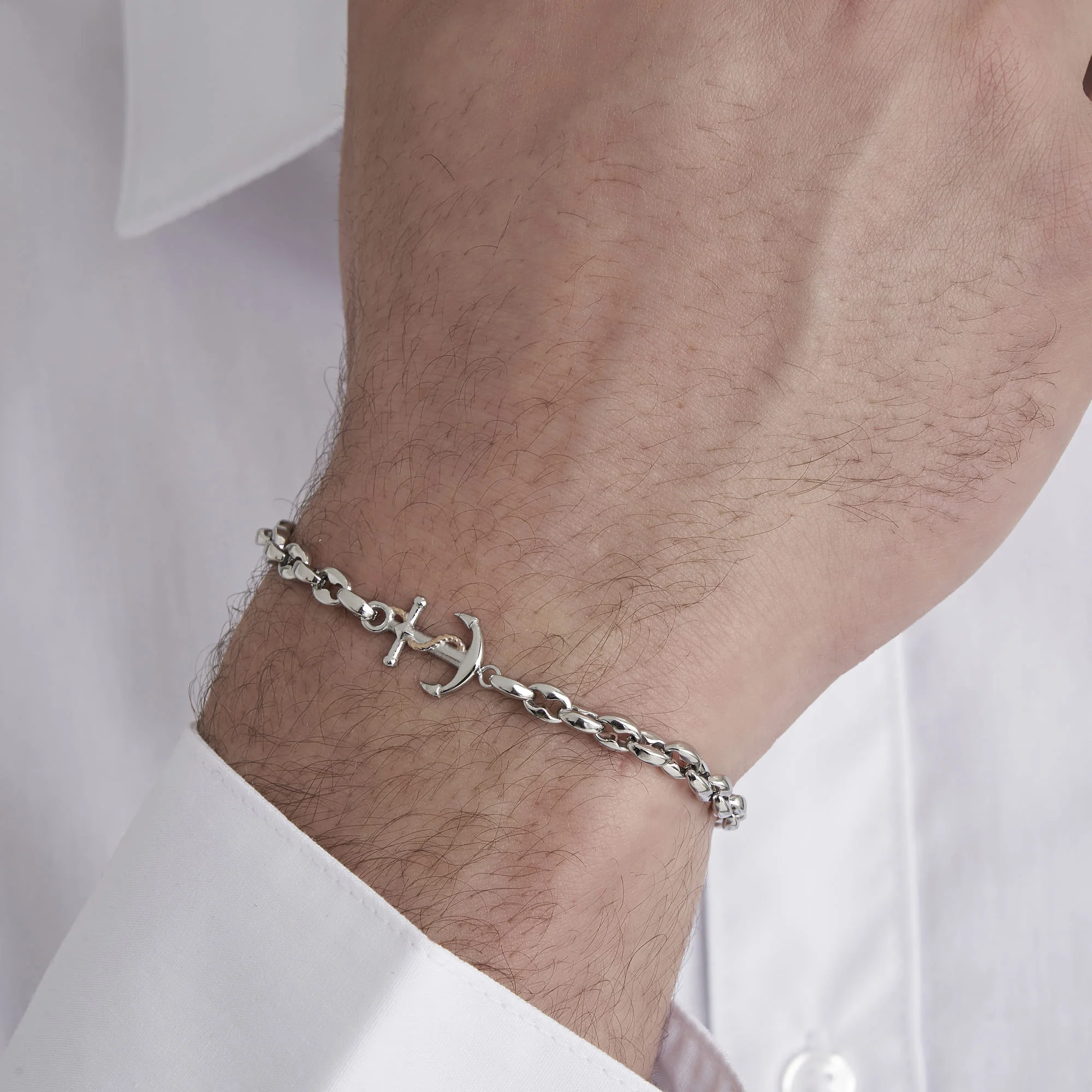 BRACCIALE UOMO IN ACCIAIO CON ANCORA - Image 3