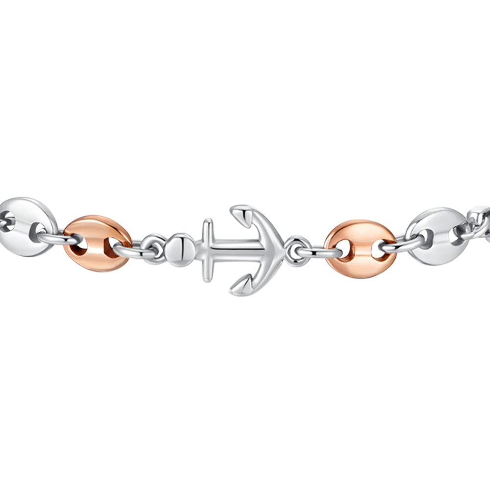 BRACCIALE UOMO IN ACCIAIO CON ANCORA ED ELEMENTI IN ACCIAIO IP ROSE - Image 4