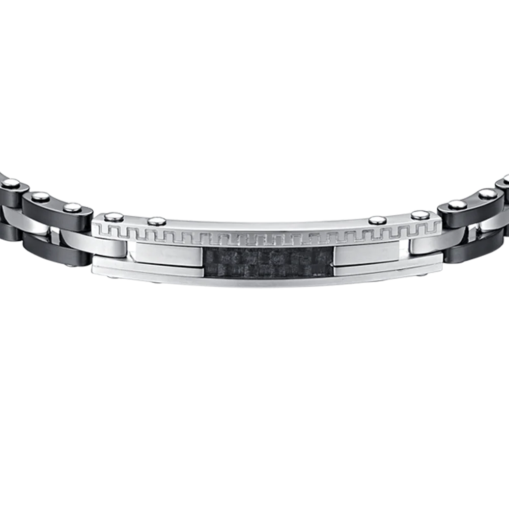 BRACCIALE UOMO IN ACCIAIO CON CERAMICA NERA - Image 4