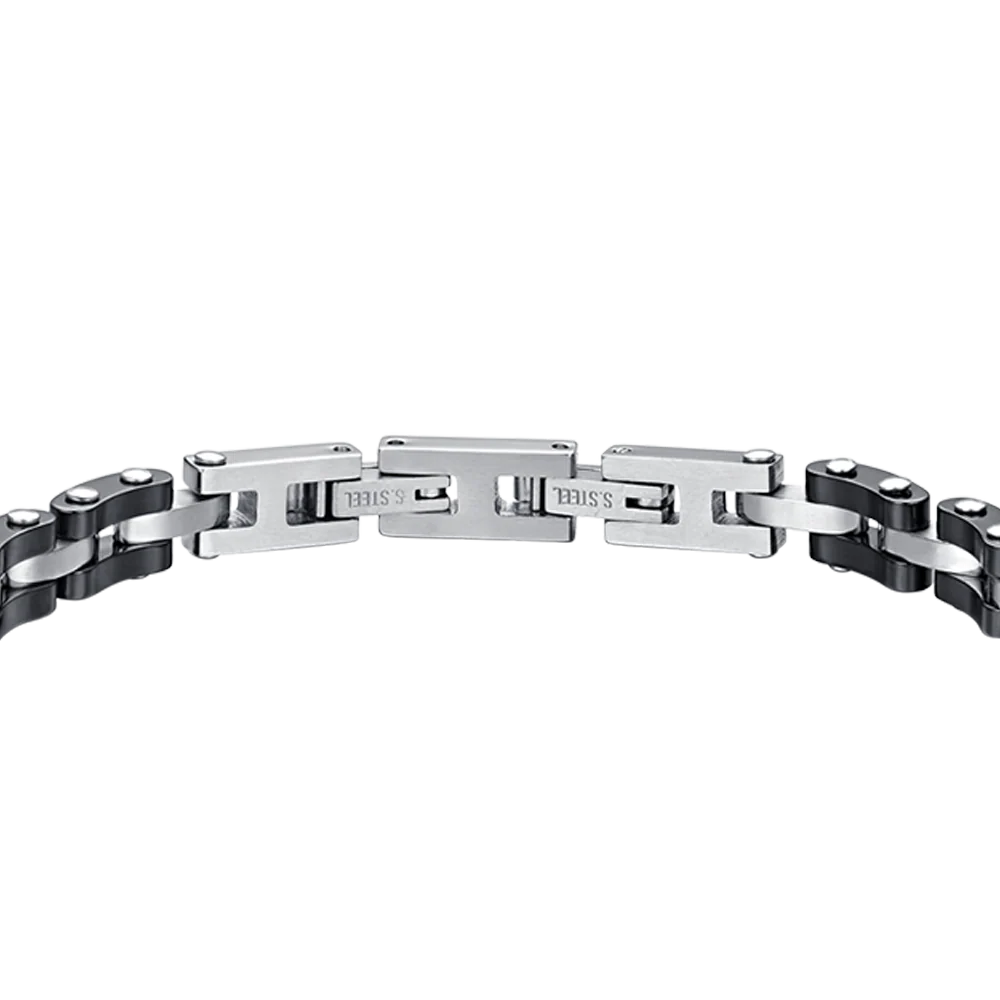 BRACCIALE UOMO IN ACCIAIO CON CERAMICA NERA - Image 5