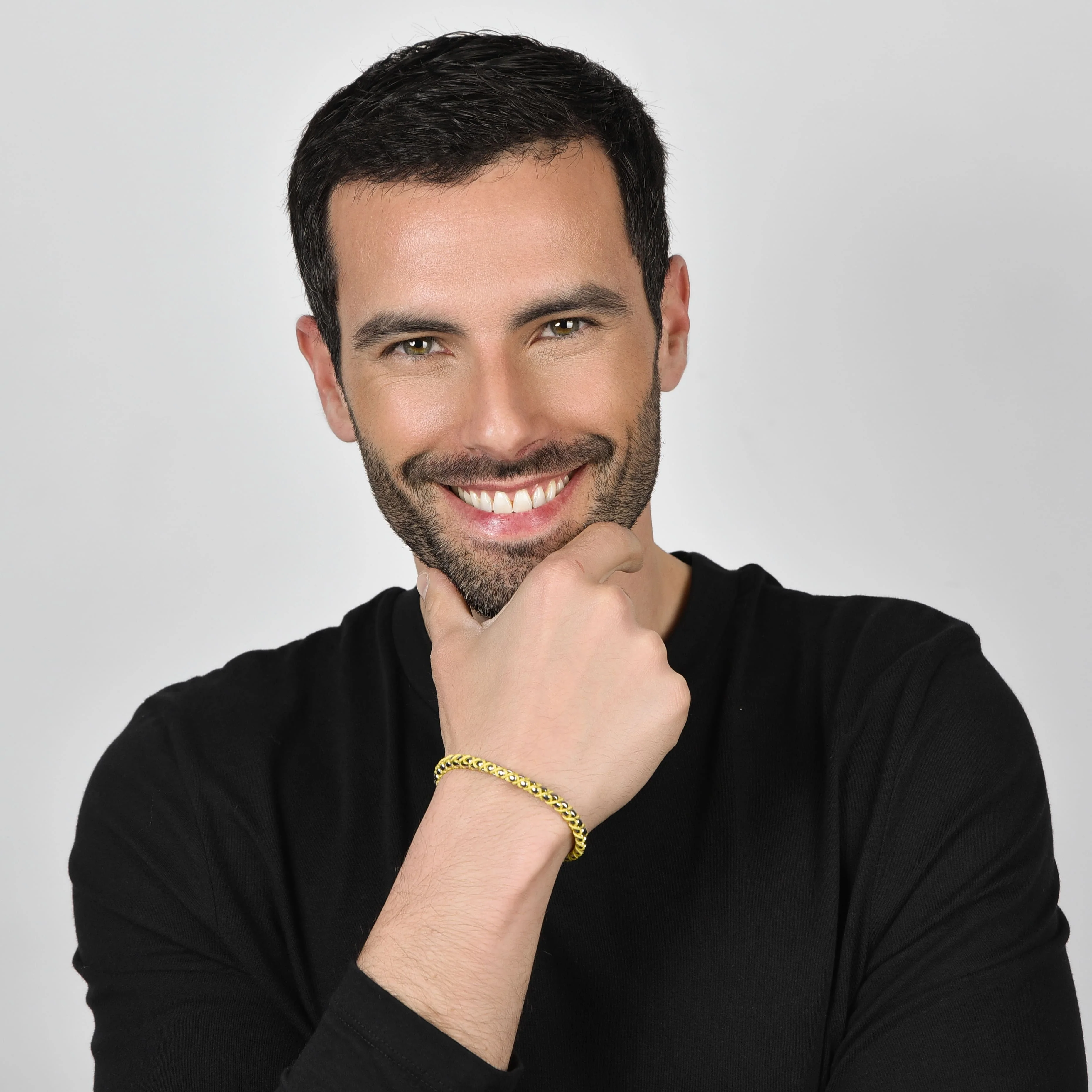 BRACCIALE UOMO IN ACCIAIO CON CORDA GIALLA - Image 3