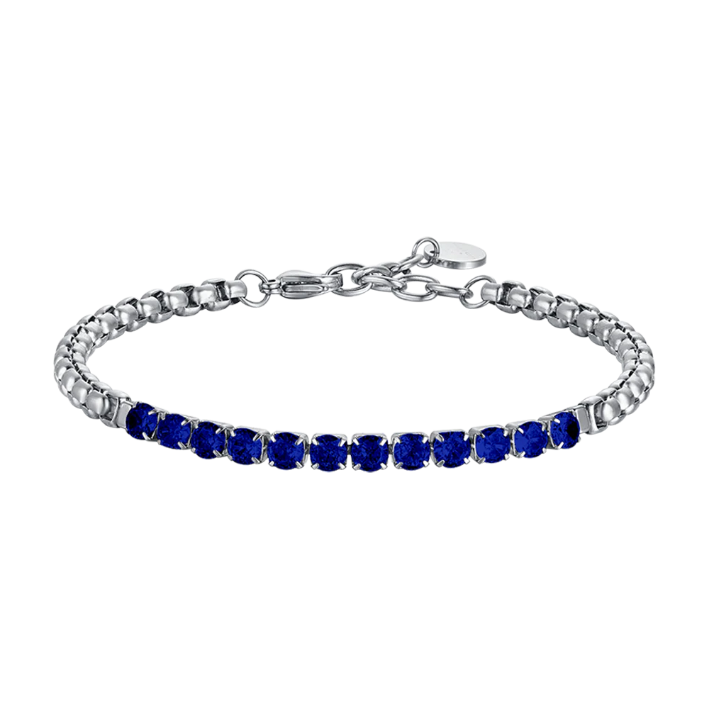 BRACCIALE UOMO IN ACCIAIO CON CRISTALLI BLU