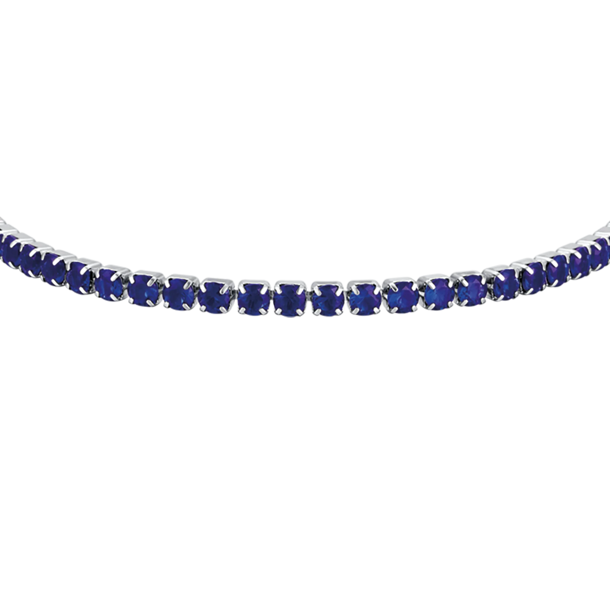 BRACCIALE TENNIS UOMO IN ACCIAIO CON CRISTALLI BLU - Image 4