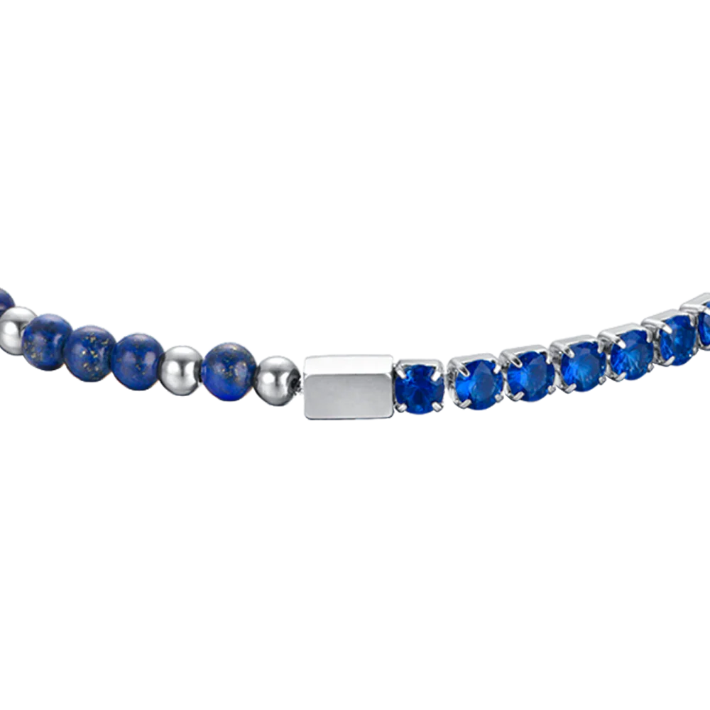 BRACCIALE UOMO IN ACCIAIO CON CRISTALLI BLU E PIETRE BLU - Image 4