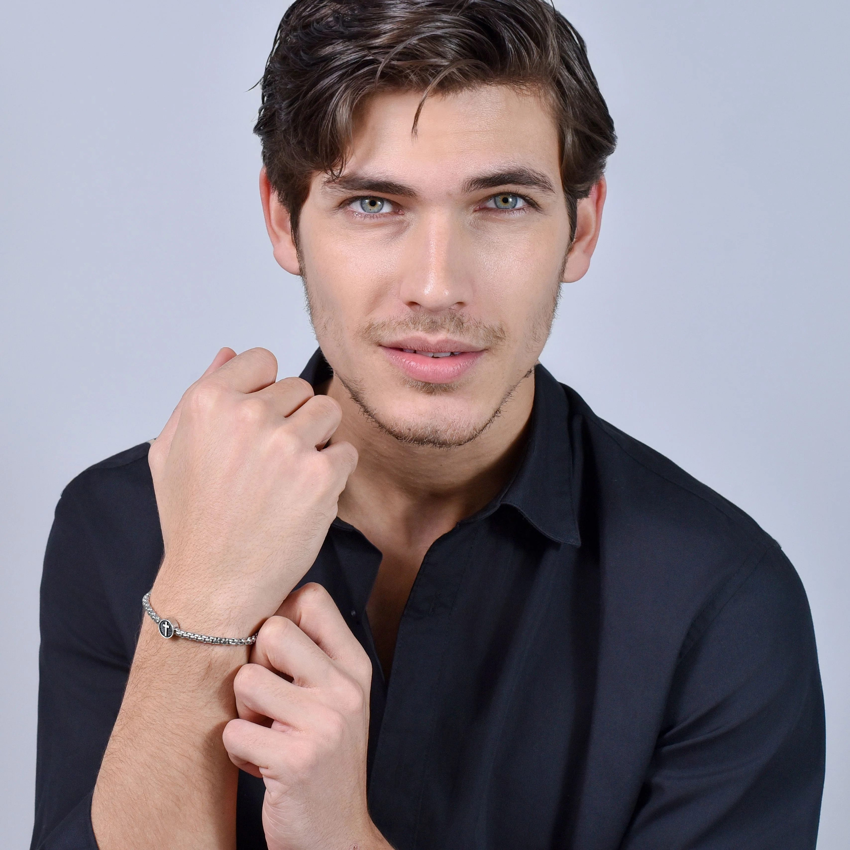 BRACCIALE UOMO IN ACCIAIO CON CROCE - Image 3