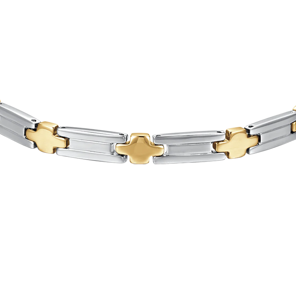 BRACCIALE UOMO IN ACCIAIO CON CROCI IP GOLD - Image 4