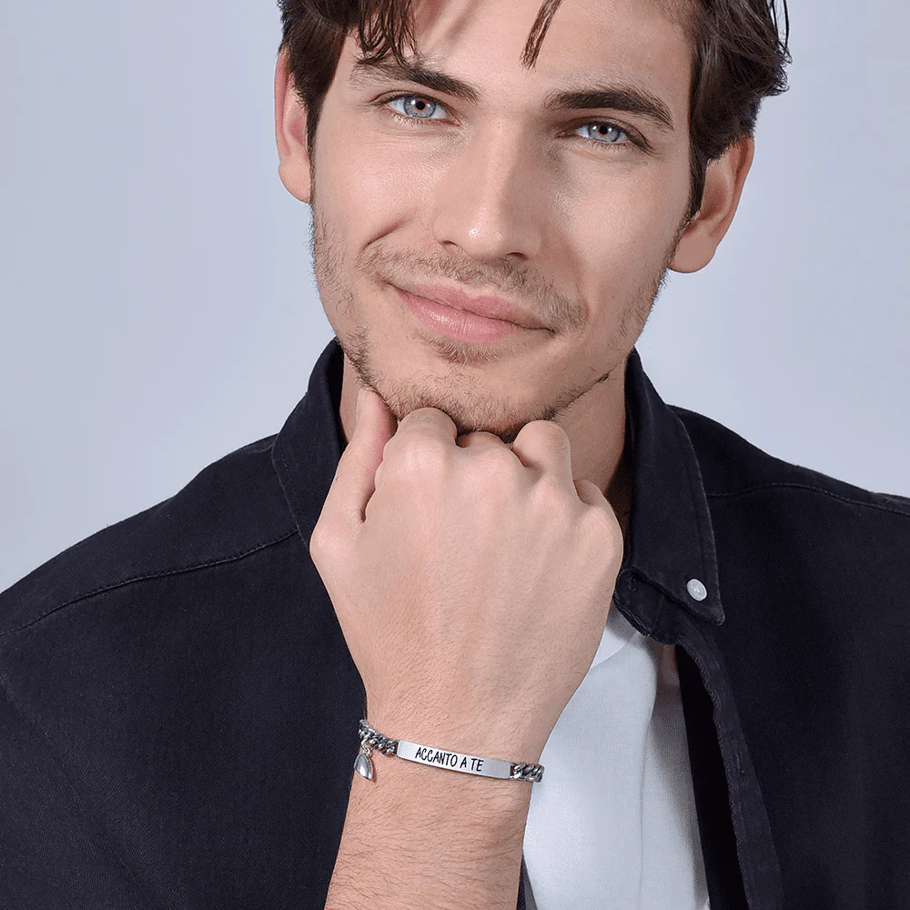 BRACCIALE UOMO IN ACCIAIO CON CUORE CALAMITA - Image 4