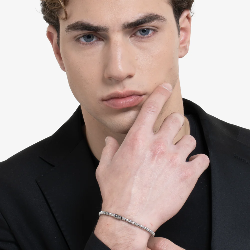 BRACCIALE UOMO IN ACCIAIO CON ELEMENTI IN ACCIAIO CON EFFETTO VINTAGE - Image 3
