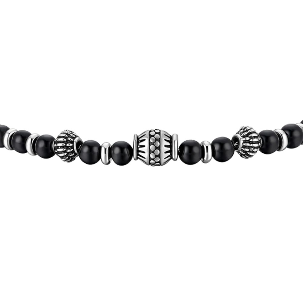 BRACCIALE UOMO IN ACCIAIO CON ELEMENTI IN ACCIAIO CON EFFETTO VINTAGE E SFERE - Image 4