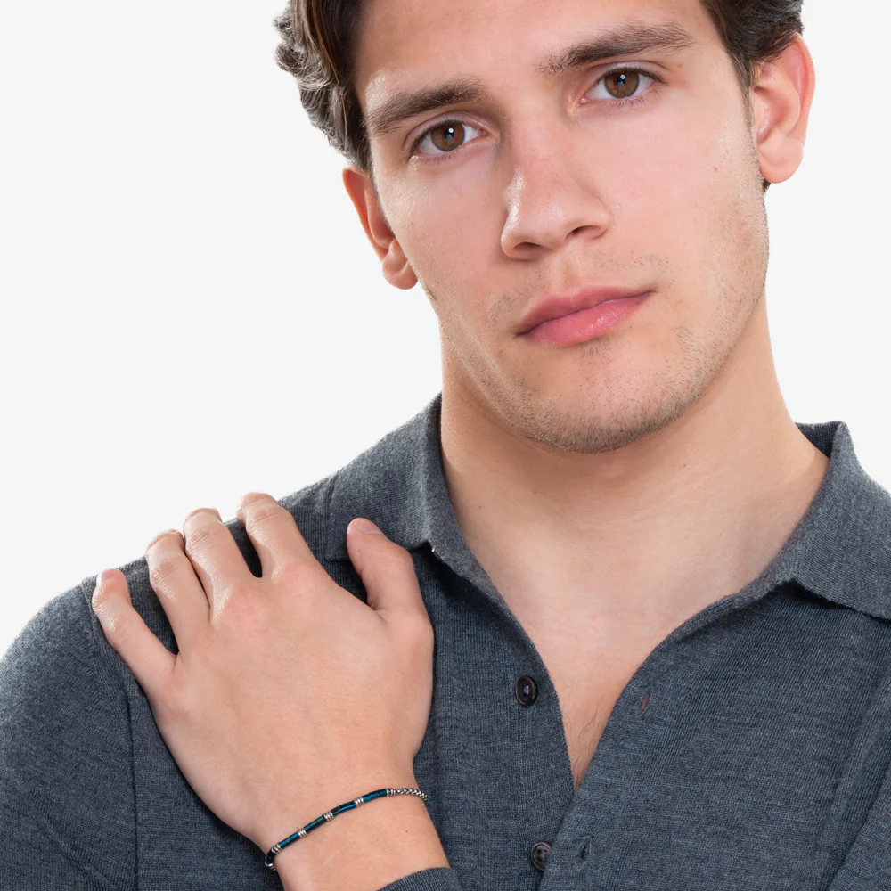 BRACCIALE UOMO IN ACCIAIO CON ELEMENTI IN ACCIAIO IP BLU - Image 3