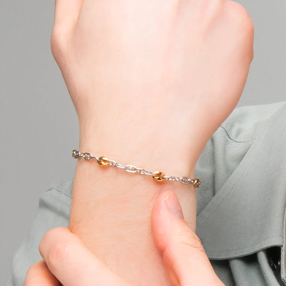 BRACCIALE UOMO IN ACCIAIO CON ELEMENTI IN ACCIAIO IP GOLD - Image 2