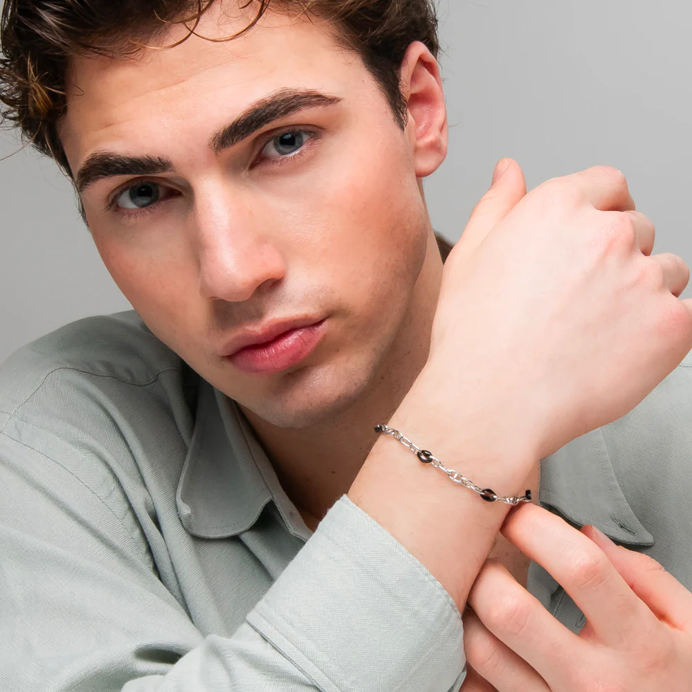 BRACCIALE UOMO IN ACCIAIO CON ELEMENTI IN ACCIAIO IP NERO - Image 3