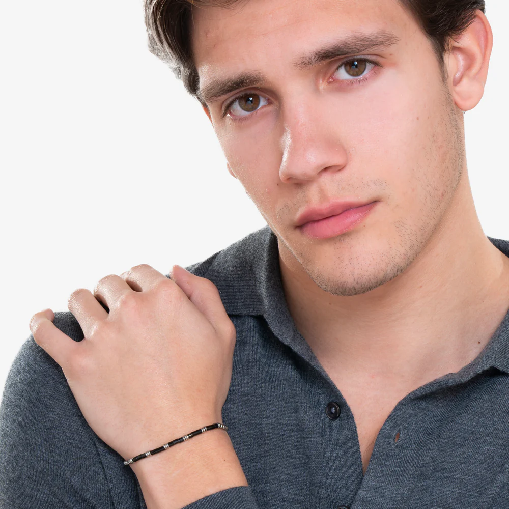 BRACCIALE UOMO IN ACCIAIO CON ELEMENTI IN ACCIAIO IP NERO - Image 3