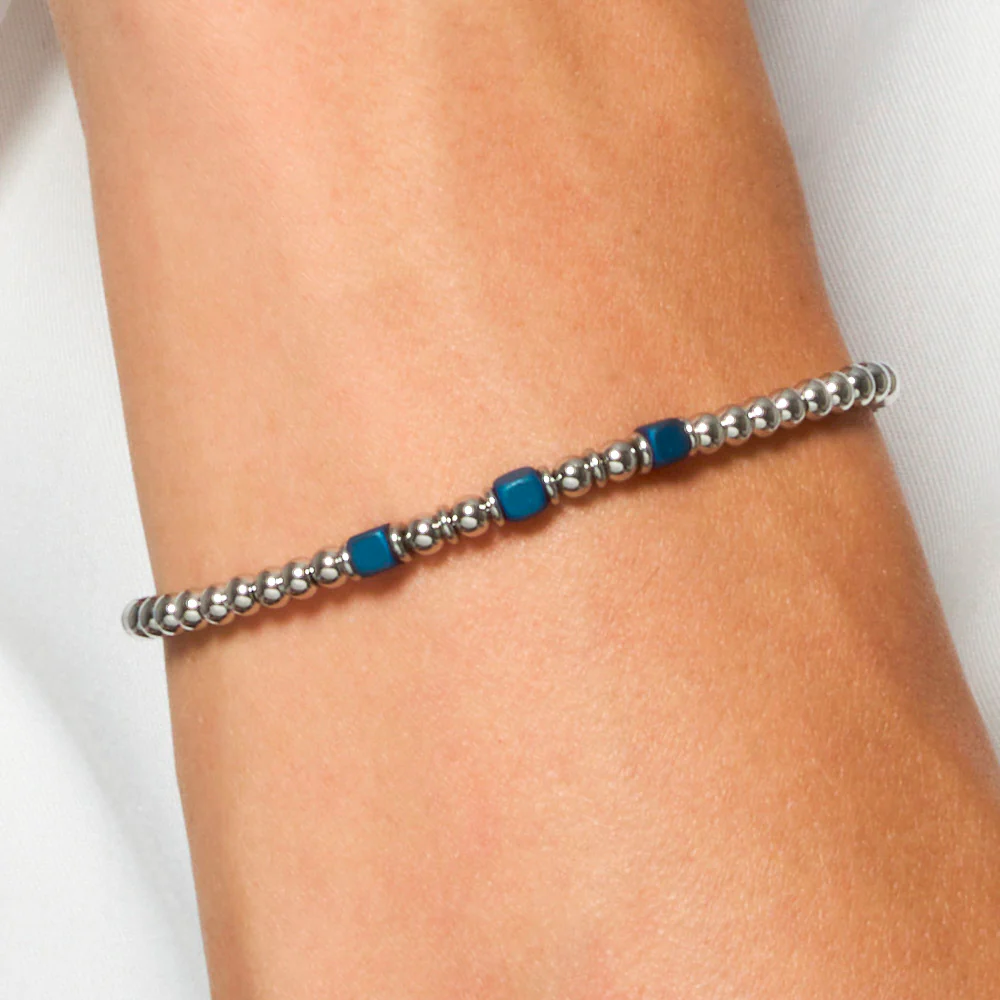 BRACCIALE UOMO IN ACCIAIO CON ELEMENTI IN EMATITE BLU - Image 2