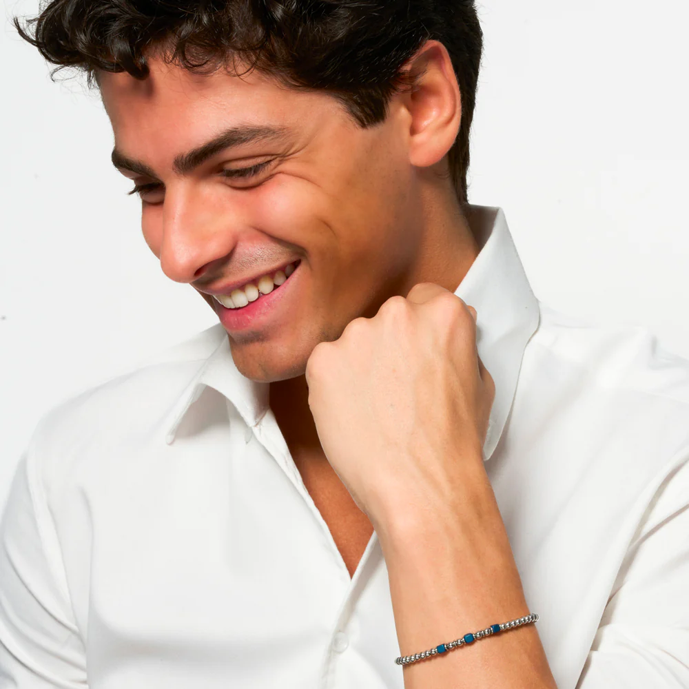 BRACCIALE UOMO IN ACCIAIO CON ELEMENTI IN EMATITE BLU - Image 3