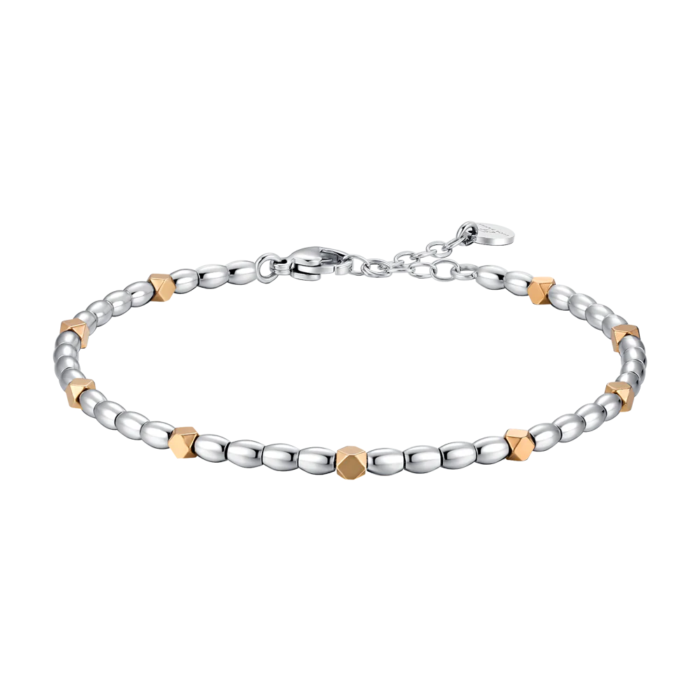 BRACCIALE UOMO IN ACCIAIO CON ELEMENTI IN EMATITE IP GOLD
