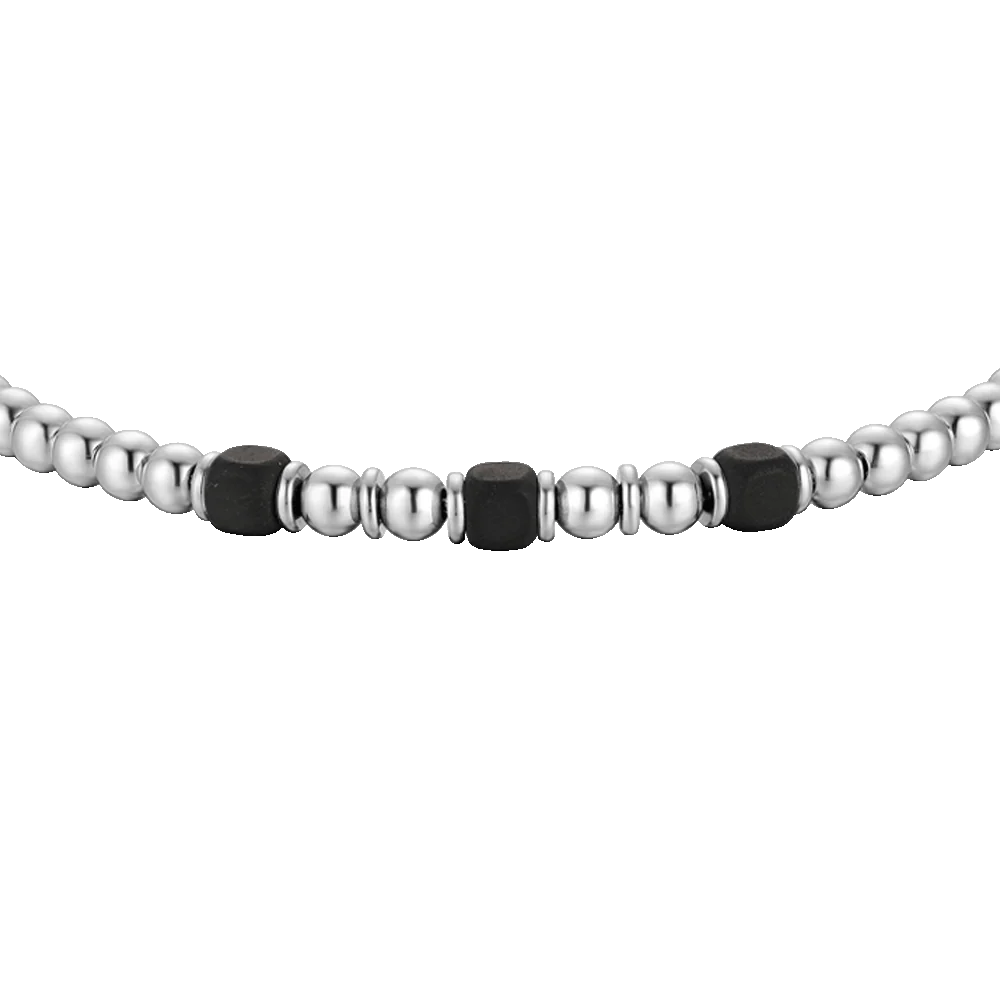 BRACCIALE UOMO IN ACCIAIO CON ELEMENTI IN EMATITE NERA - Image 4